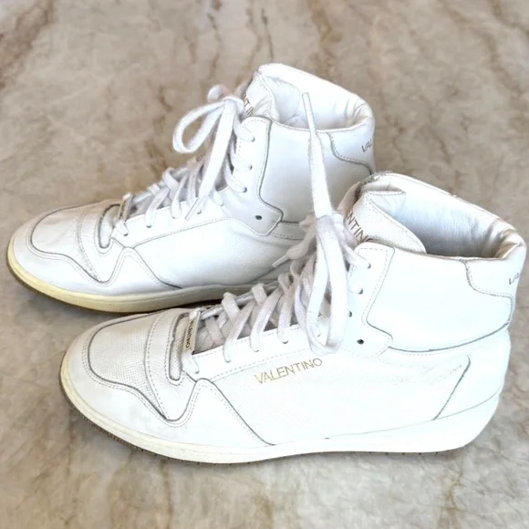 Valentino ~ White Leather High Top Sneakers ~ Men's US 8 / EU 41; Italy - Picture 4 of 15